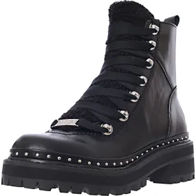 Steve Madden Rainer Chunky Hiker Boots In Black Leather