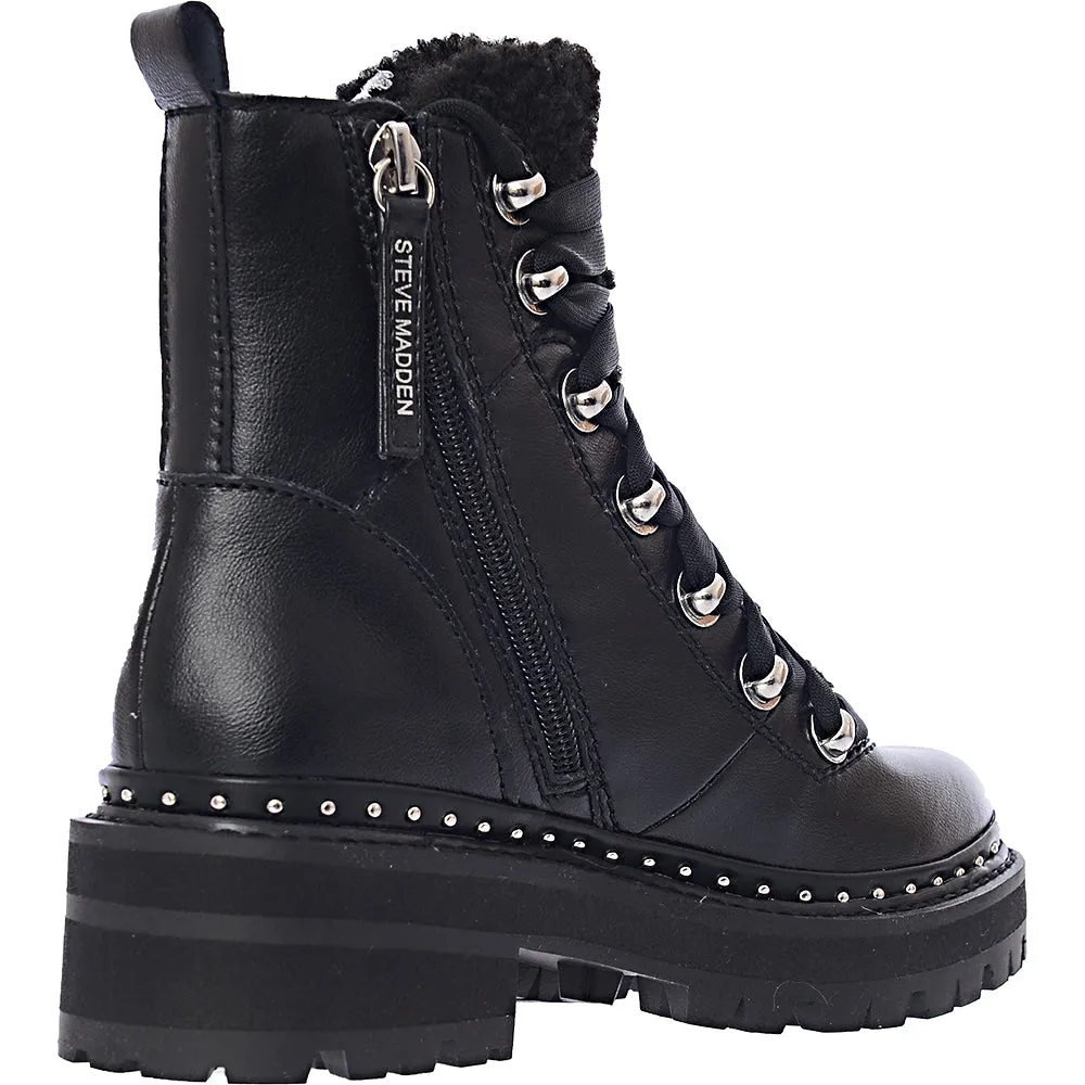 Steve Madden Rainer Chunky Hiker Boots In Black Leather