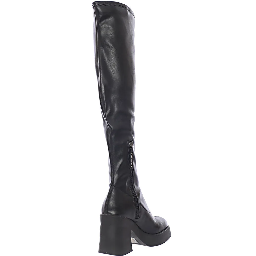 Steve Madden Womens Upsurge 90S Over The Knee Heeled Boots In Black