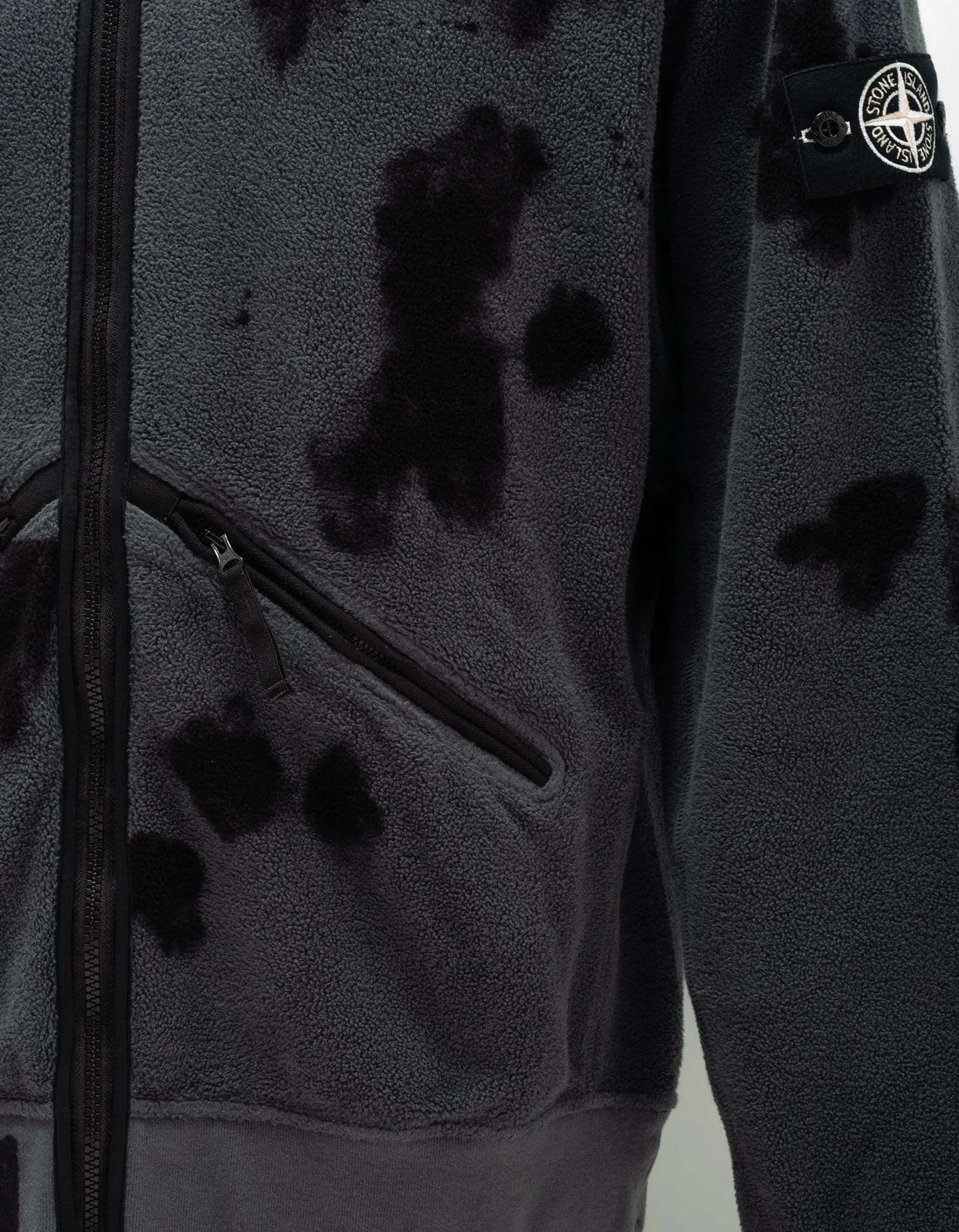 Stone Island Grey Garment Dyed Fleece Zip Hoodie