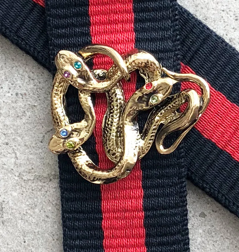 Strap 40 Snake Gold, Blue/Red