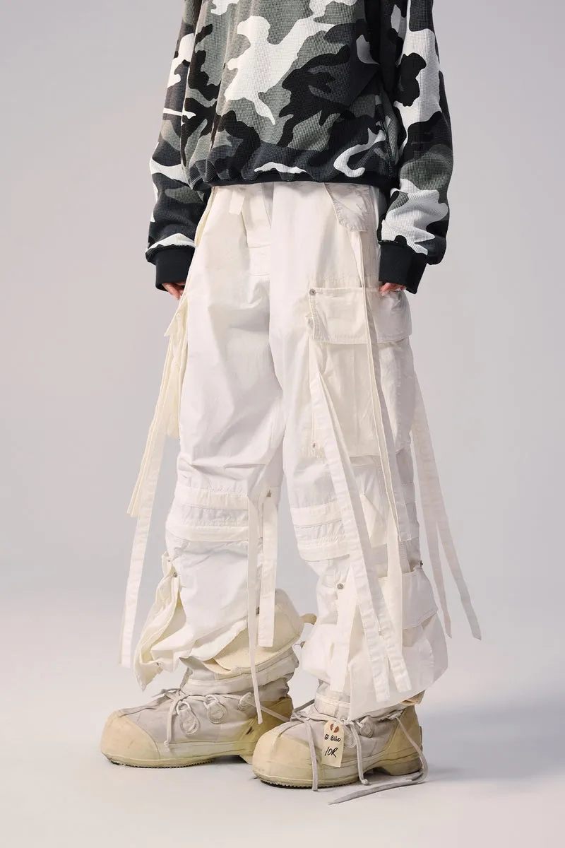 Strap Detail Wide Leg Cargo Pants