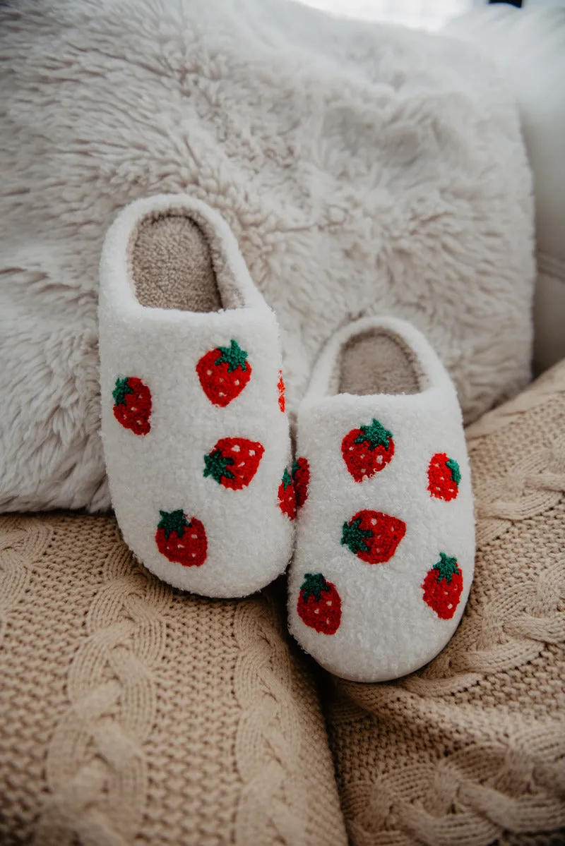 Strawberry Fuzzy Slippers for Women