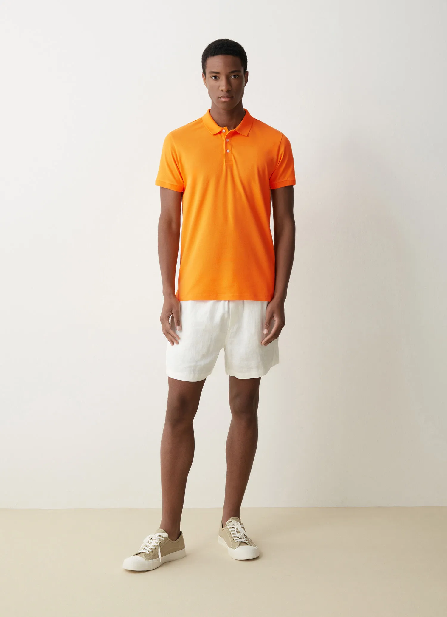 Stretch piqué cotton polo shirt-