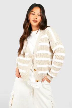 Stripe Button Through Crop Cardigan