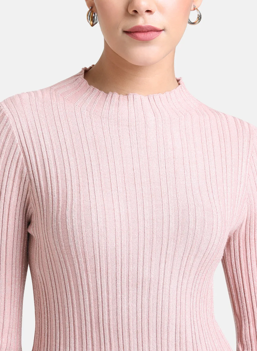 Stripe Textured Pullover With Lurex