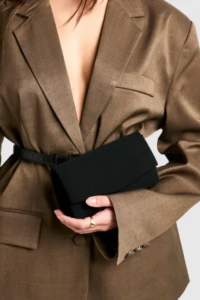 Structured Suedette Clutch Bag & Chain