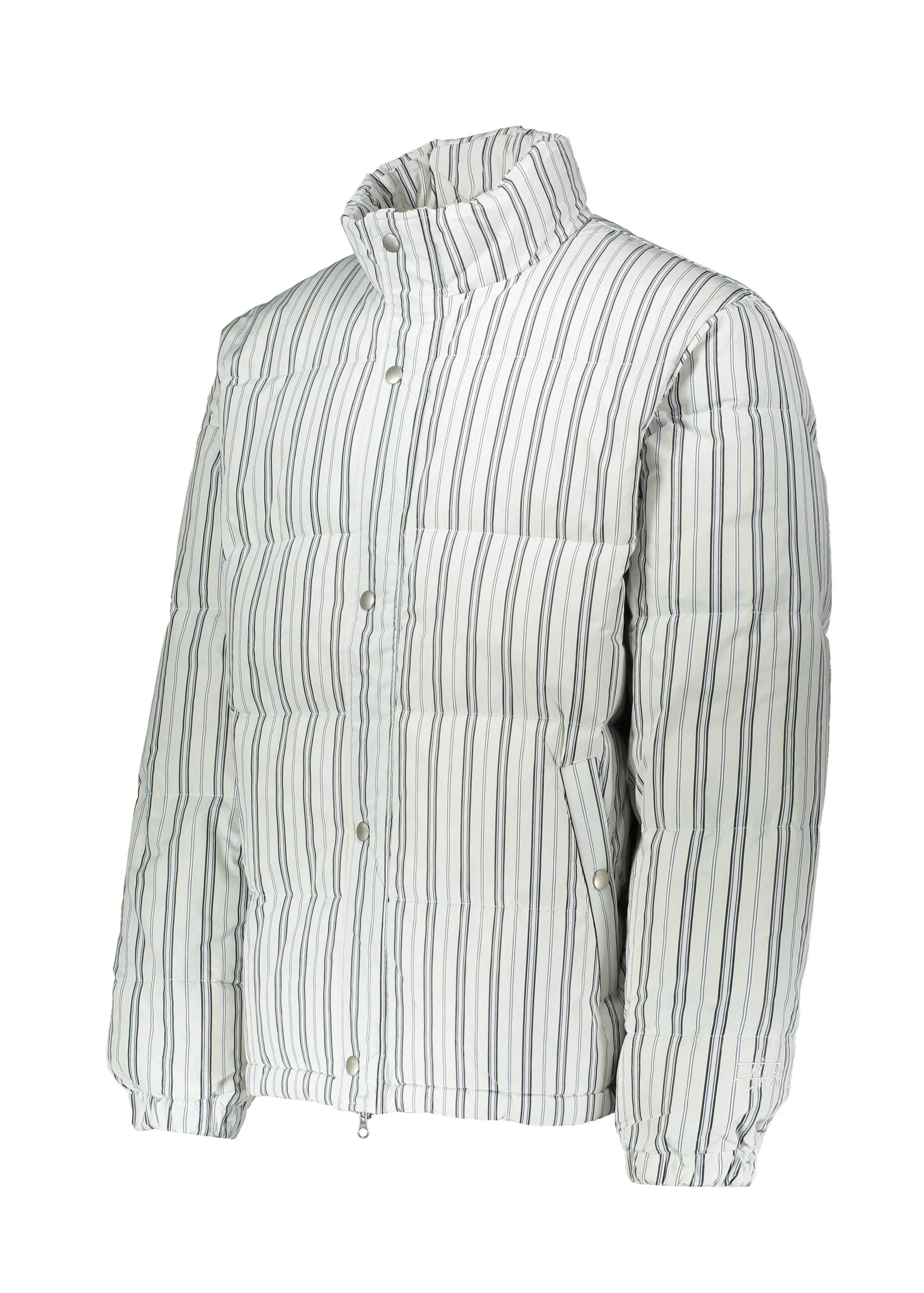 Stussy Stripe Down Puffer Jacket - Bone