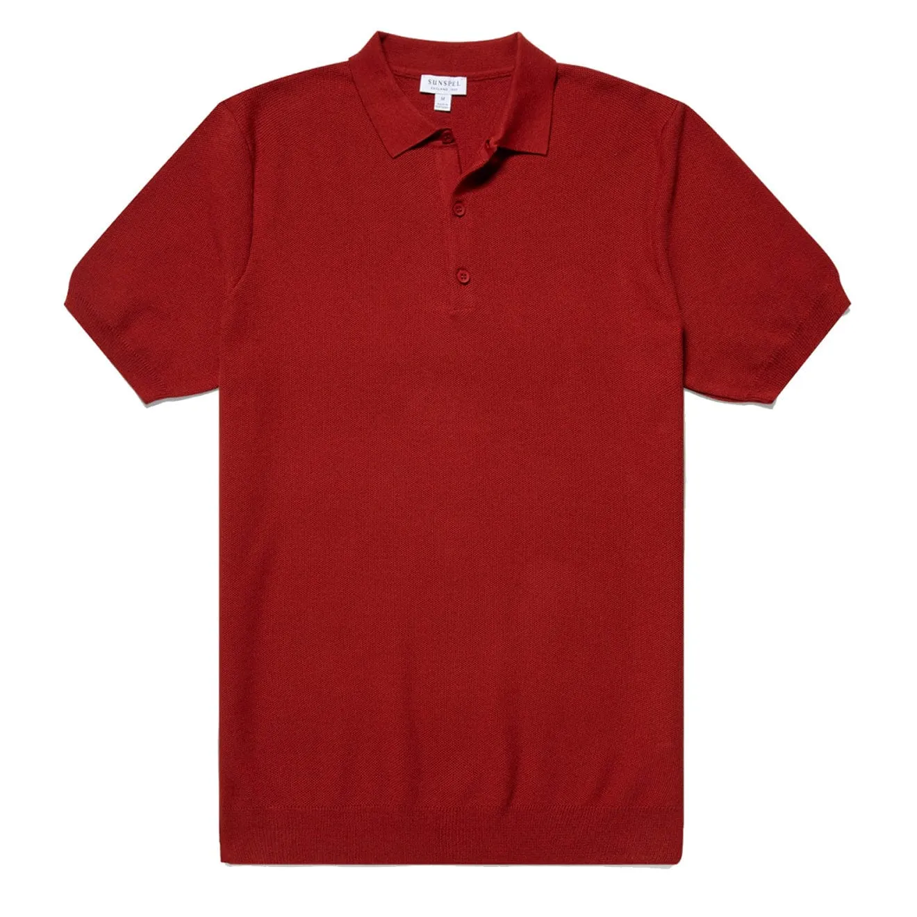 Sunspel Fine Knit Polo Shirt Chestnut