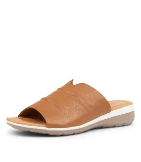 SUPERSOFT Fairway Dark Tan Leather Sandals Hs