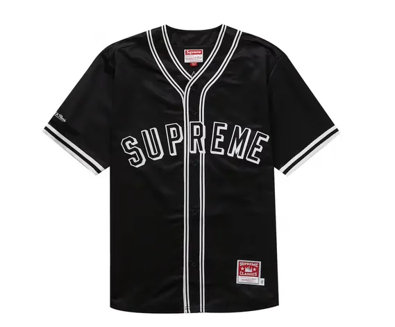 Supreme Mitchell & Ness Satin Baseball Jersey Black