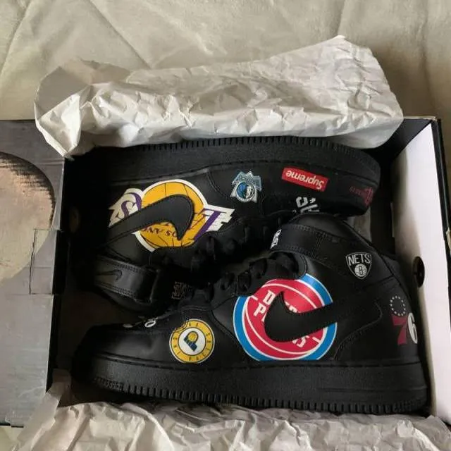 Supreme x nike air force 1 mid x nba black