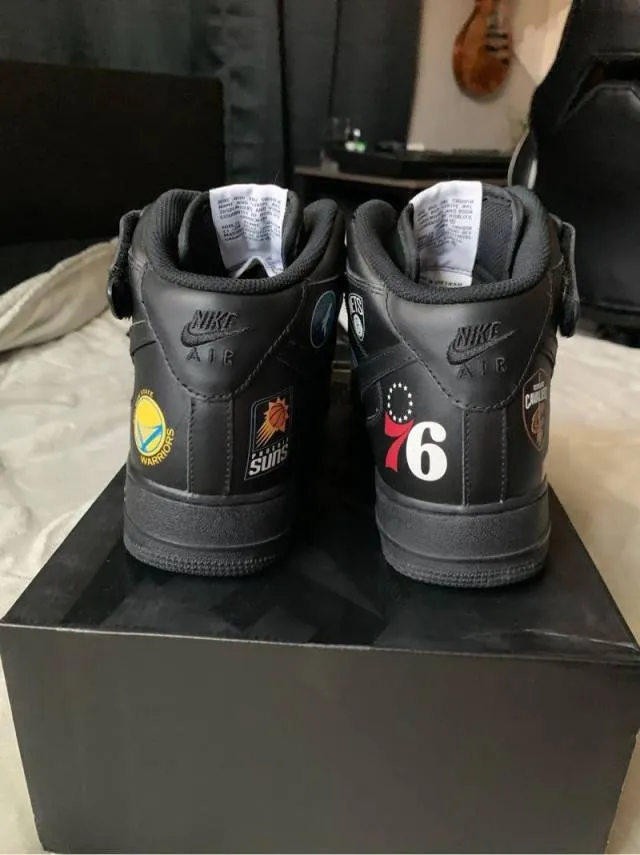 Supreme x nike air force 1 mid x nba black