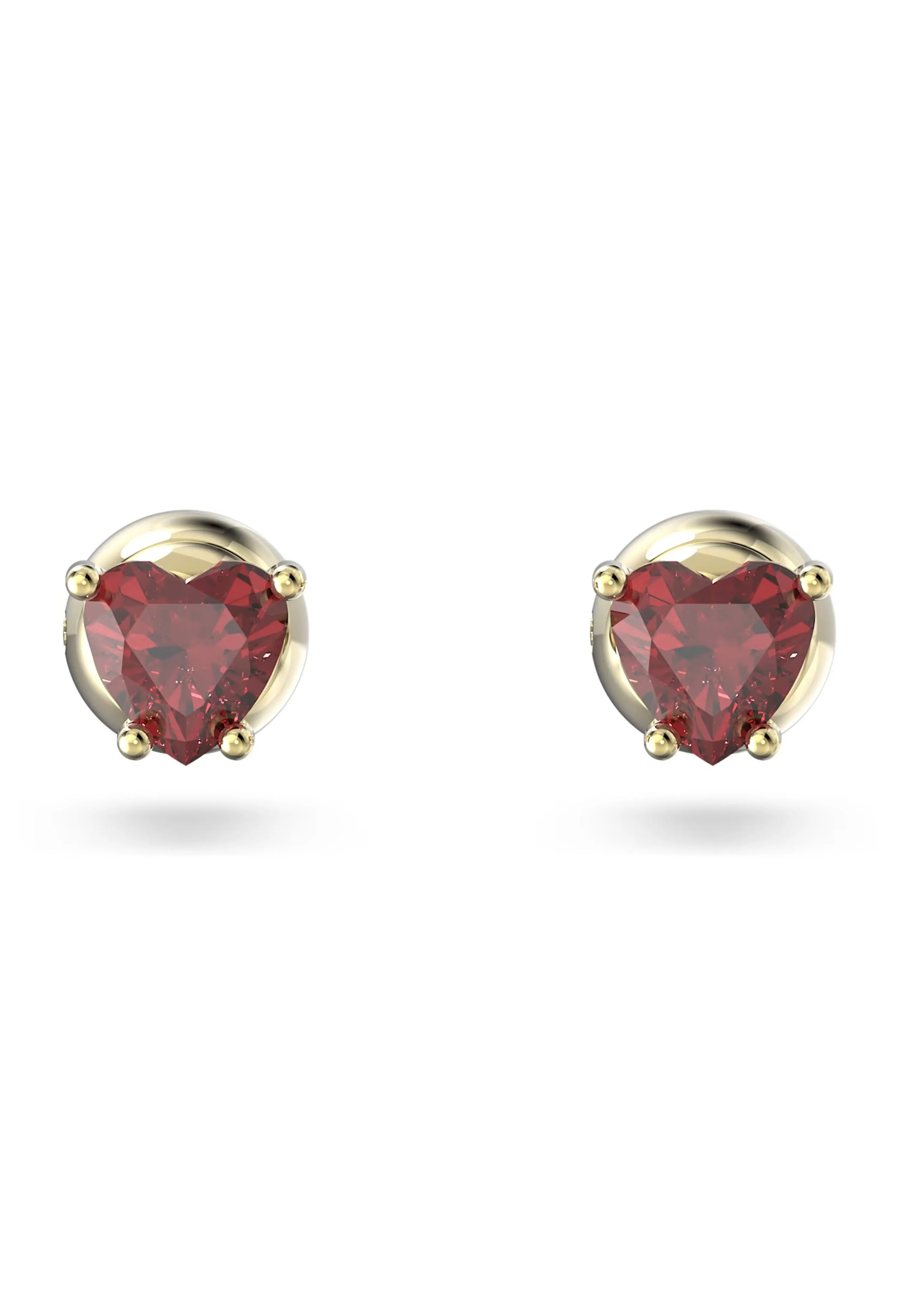 Swarovski Stilla Red Heart Stud Earrings Gold Plated