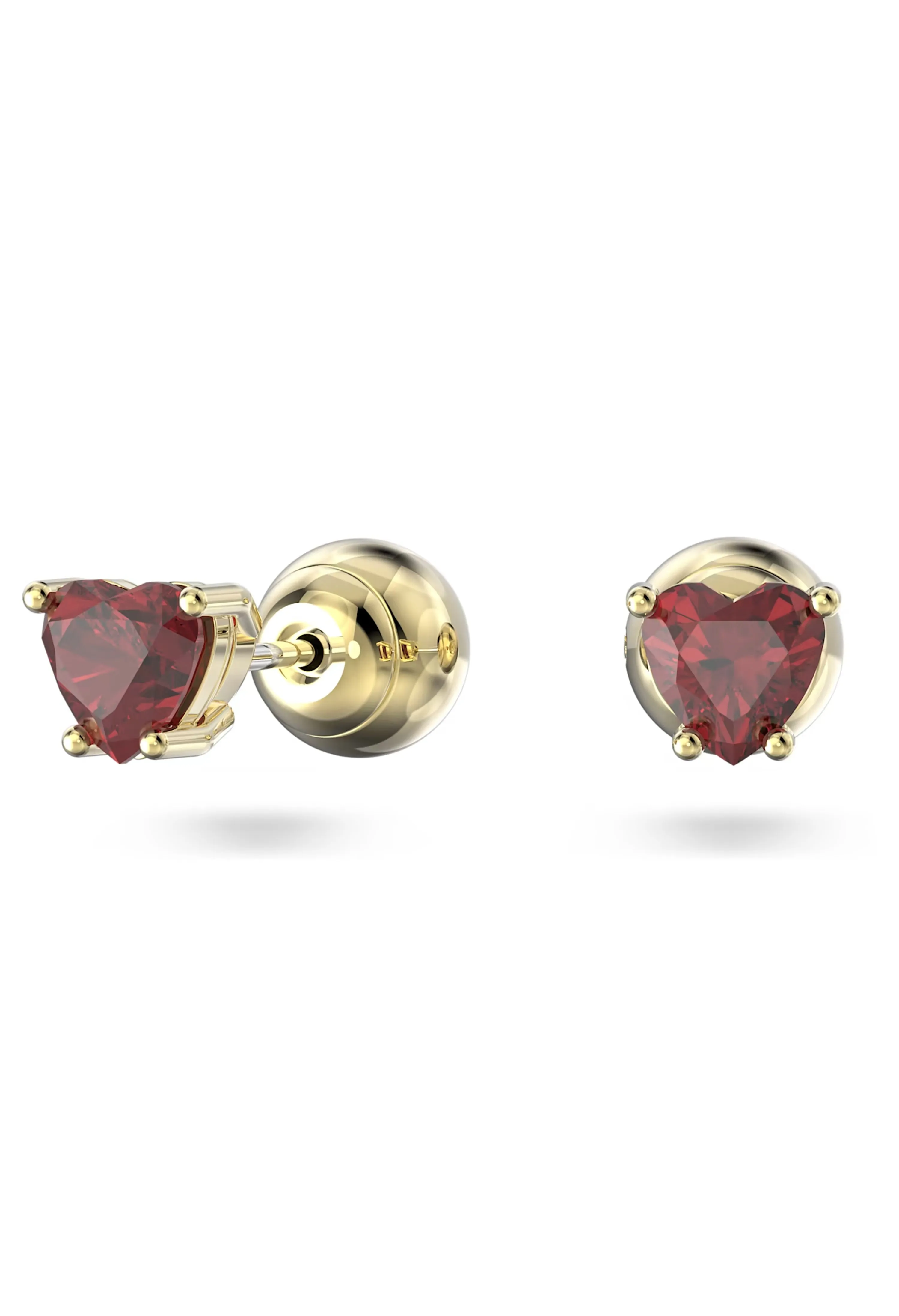 Swarovski Stilla Red Heart Stud Earrings Gold Plated