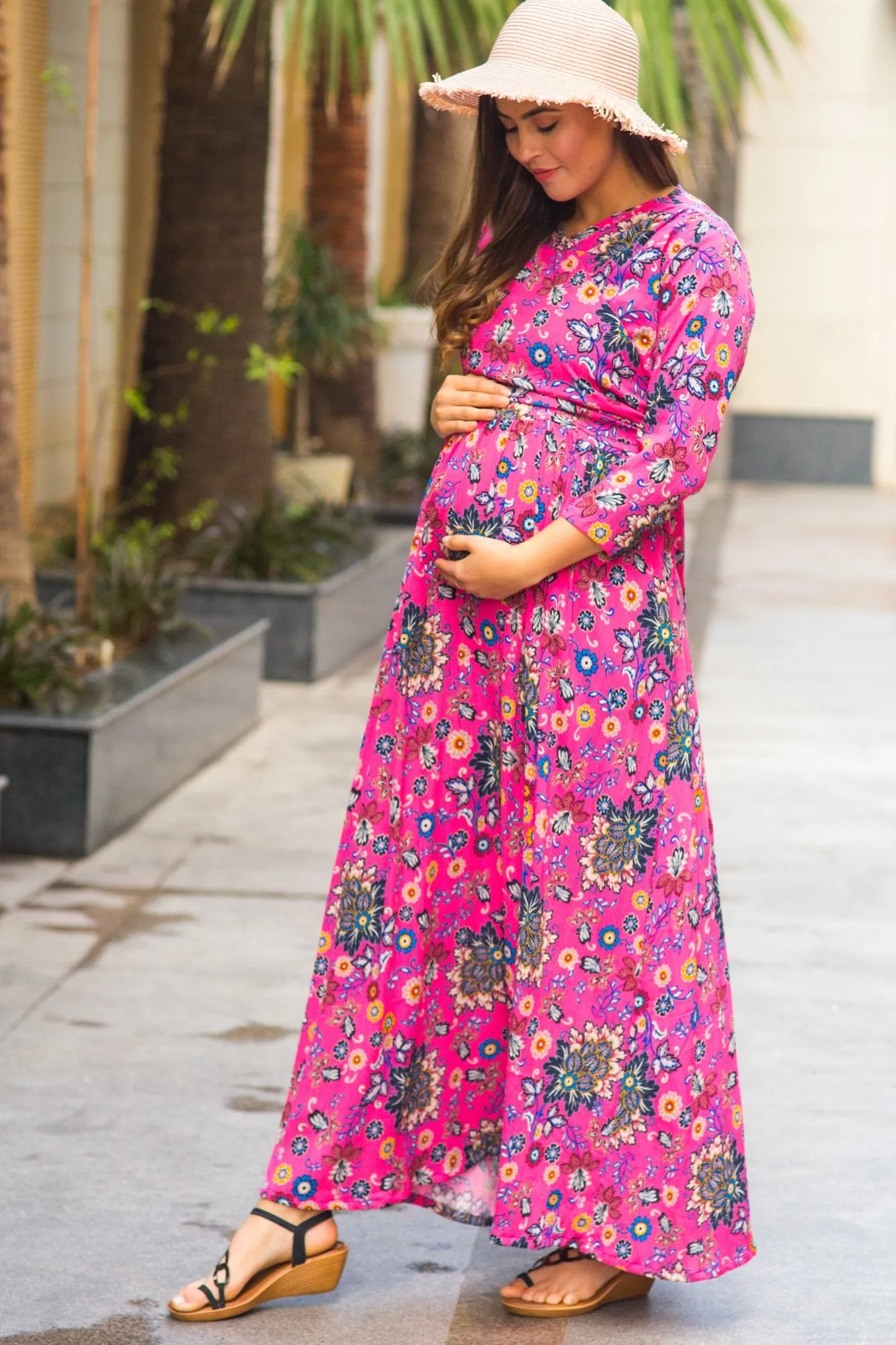 Taffy Pink Maternity & Nursing Wrap Dress