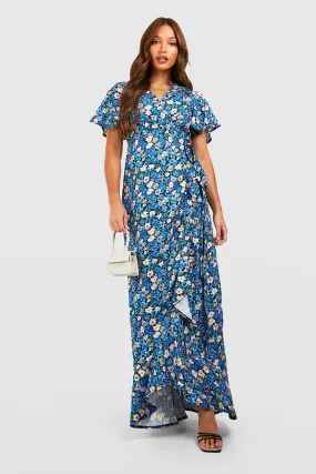 Tall Floral Wrap Ruffle Maxi Dress