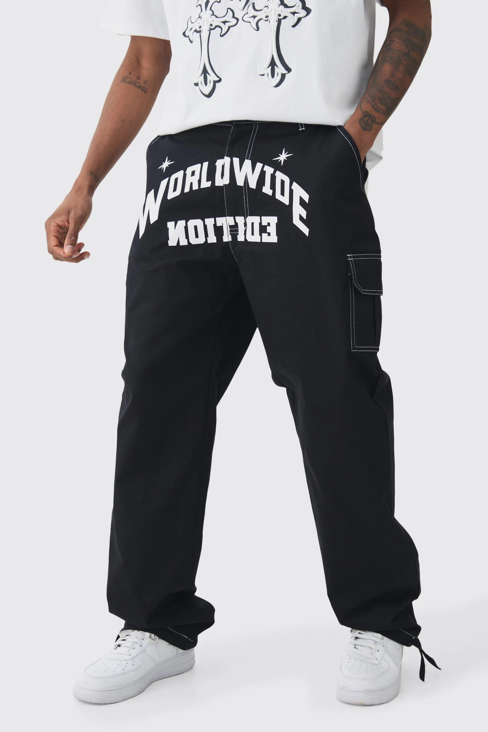 Tall Relaxed Cargo Worldwide Print Pants