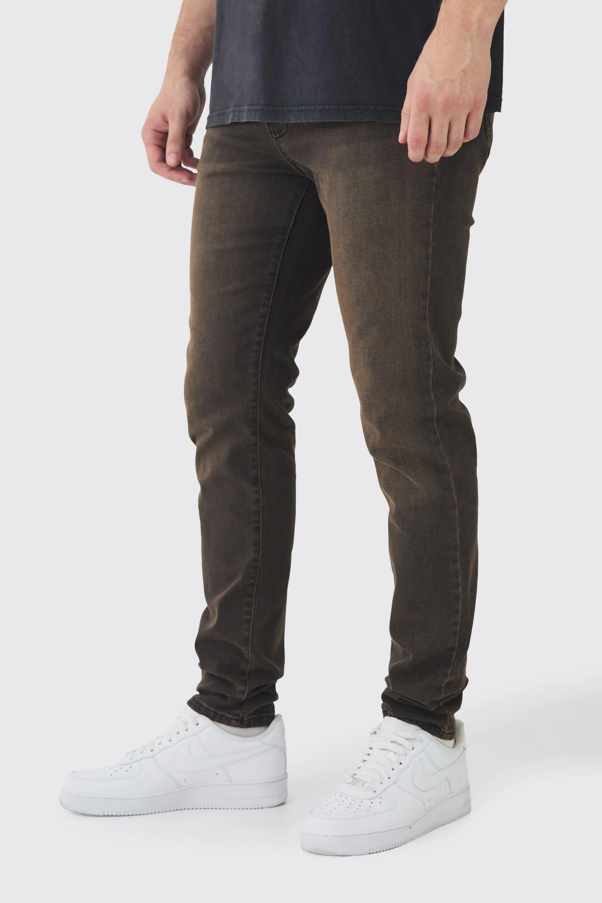 Tall Skinny Stretch Tinted Jeans in Brown