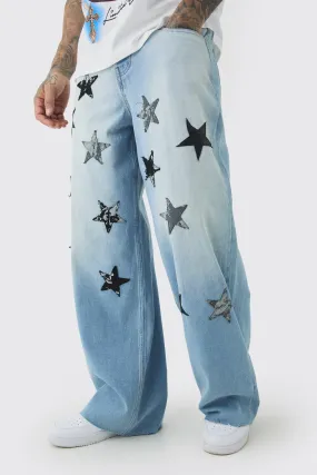 Tall Star Applique Baggy Fit Jeans