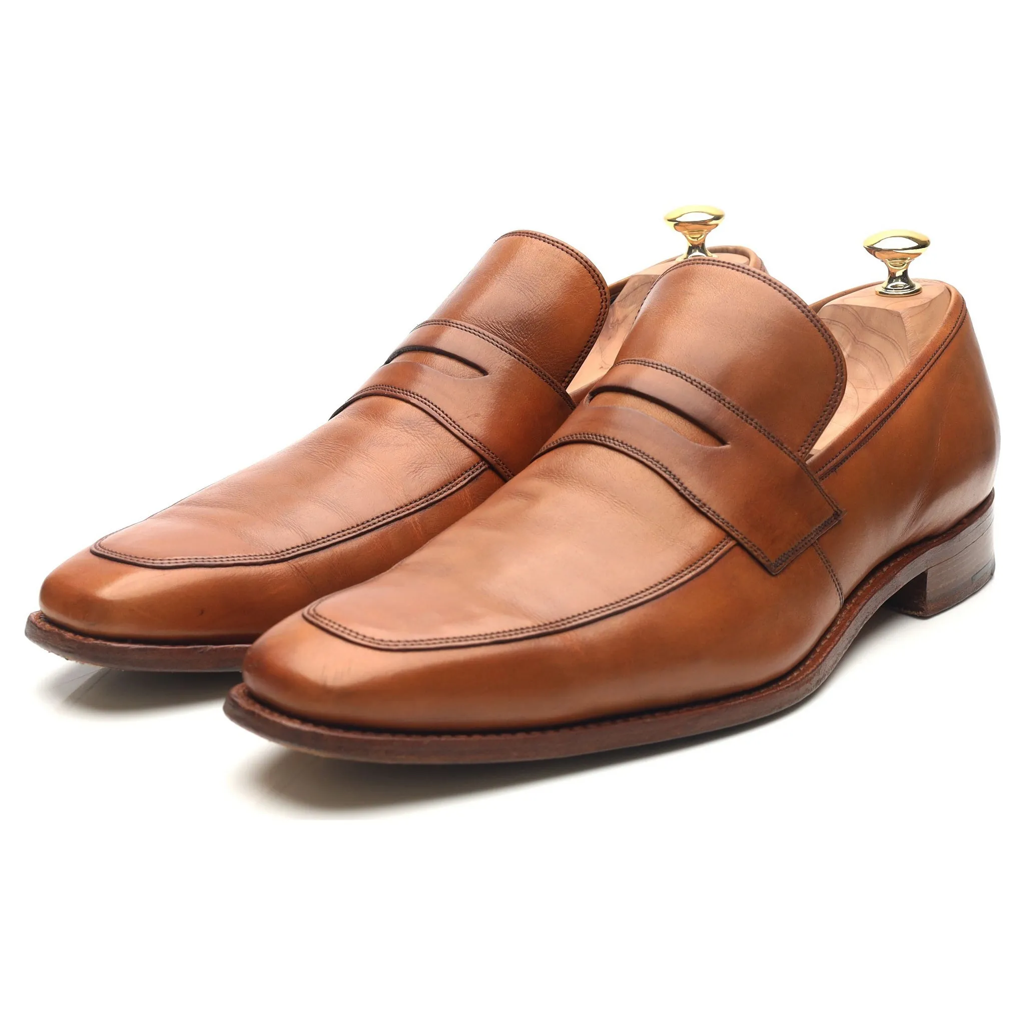 Tan Brown Leather Loafers UK 11 F