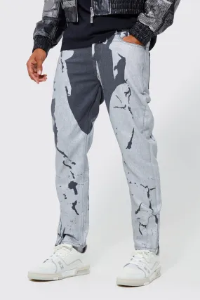 Tapered Fit Zip Hem Metallic Jeans