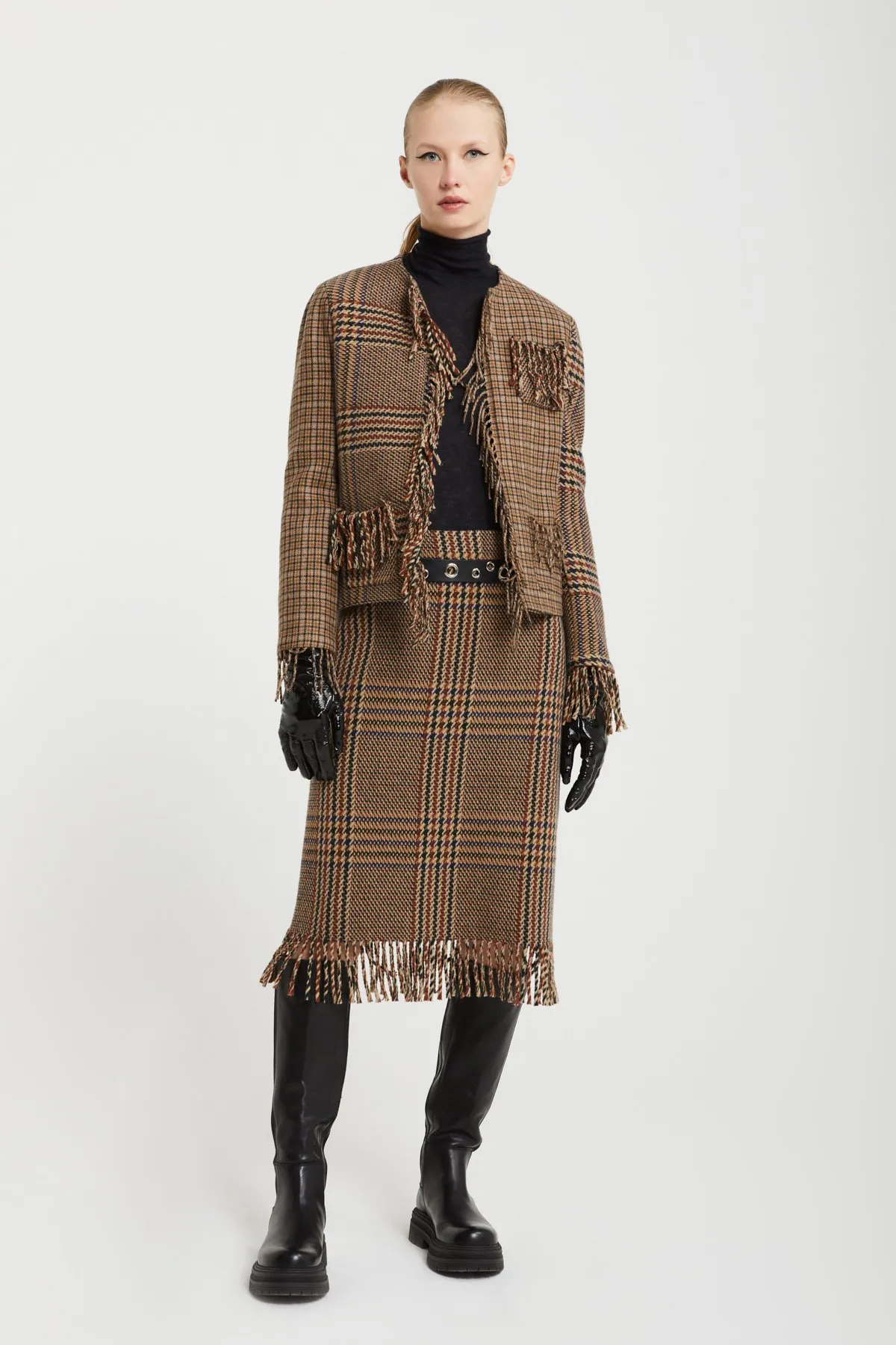 Tartan jacket with fringes