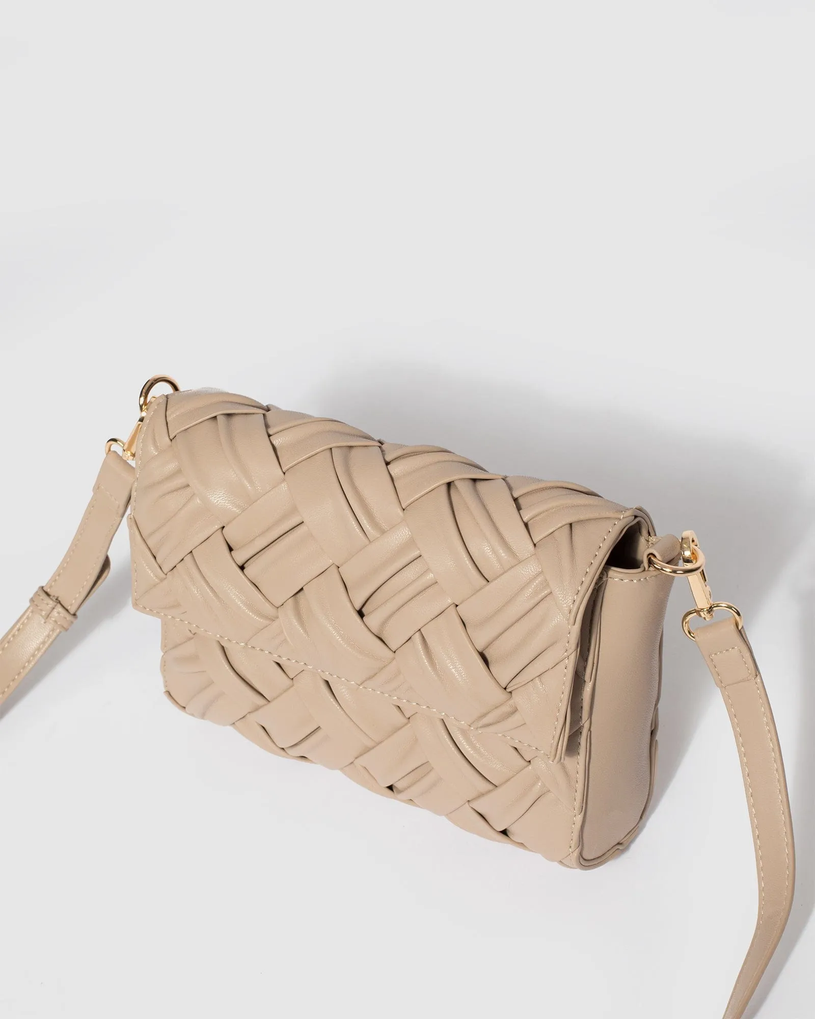 Taupe Jehanna Weave Crossbody Bag
