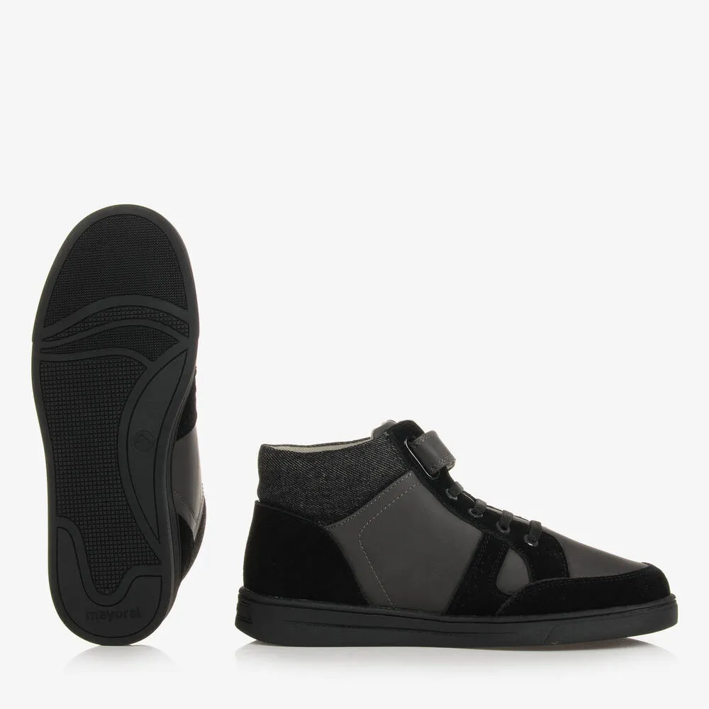 Teen Boys Black High-Top Trainers