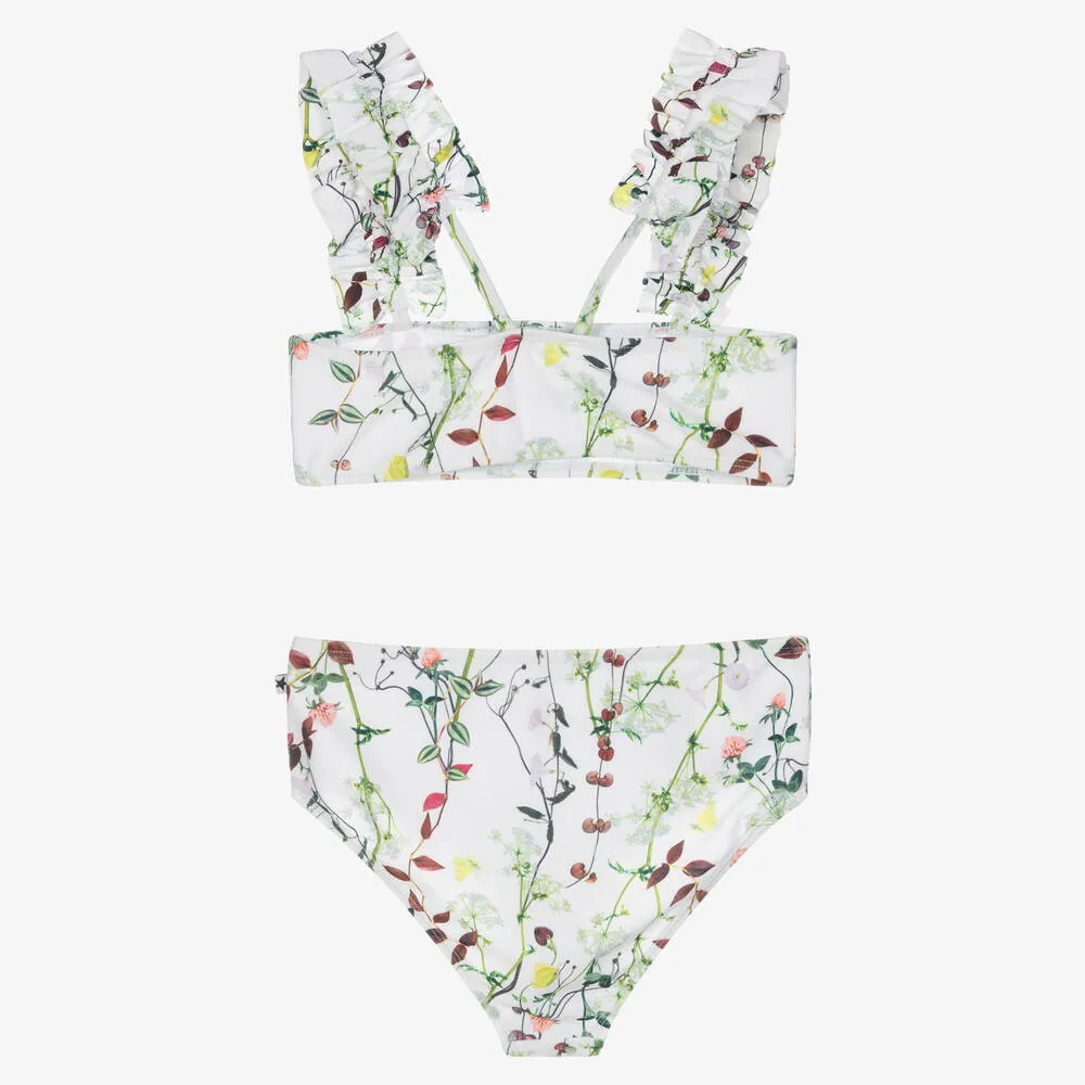 Teen Girls White Floral Bikini (UPF50+)
