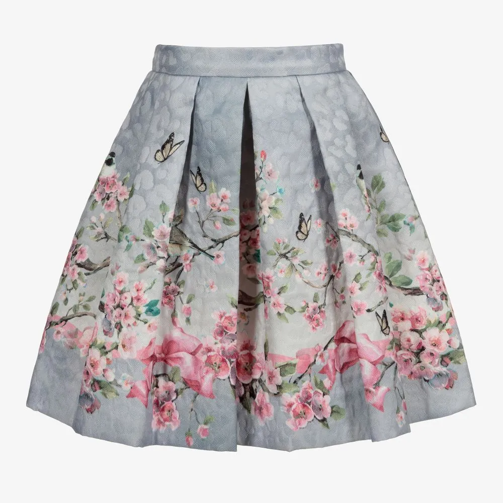 Teen Grey Floral Skirt