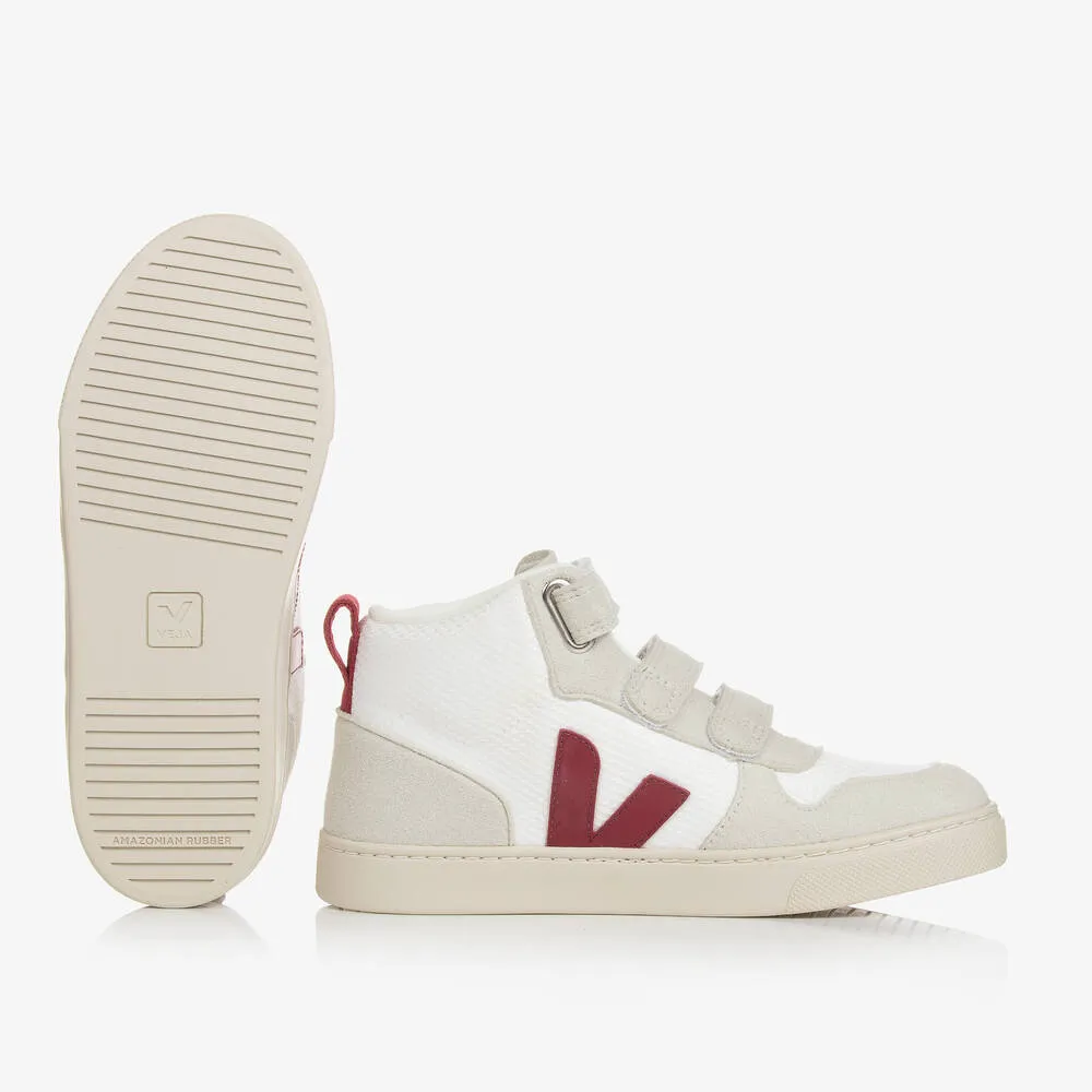 Teen White & Red V-10 Mid Trainers