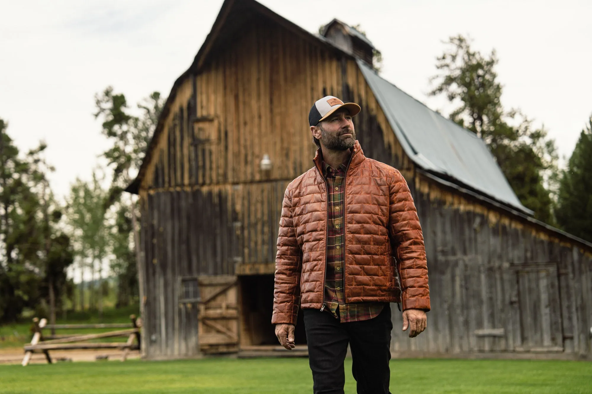 Teton Leather Light Down Jacket | Whiskey Brown