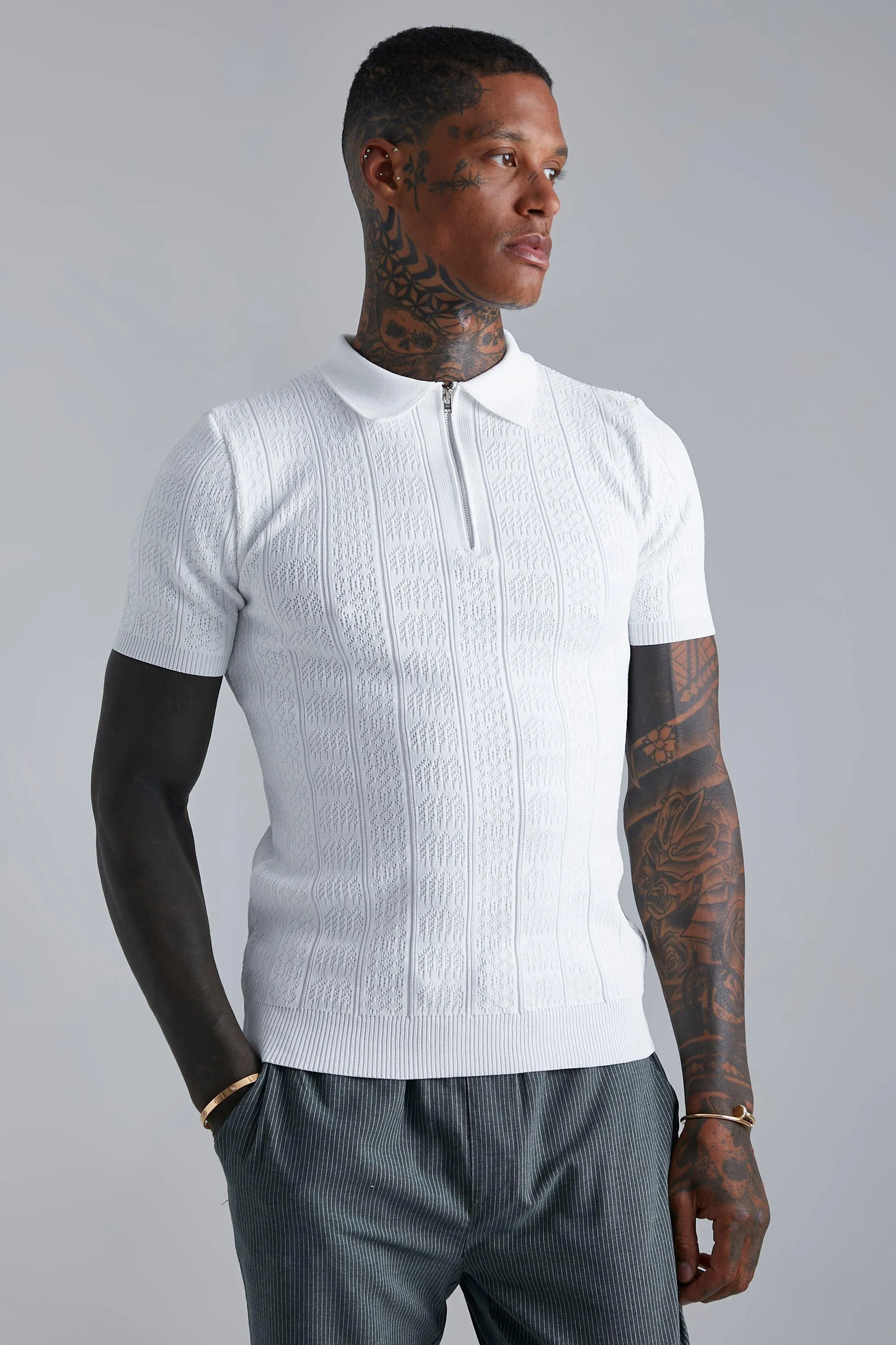 Textured Smart Short Sleeve Polo 