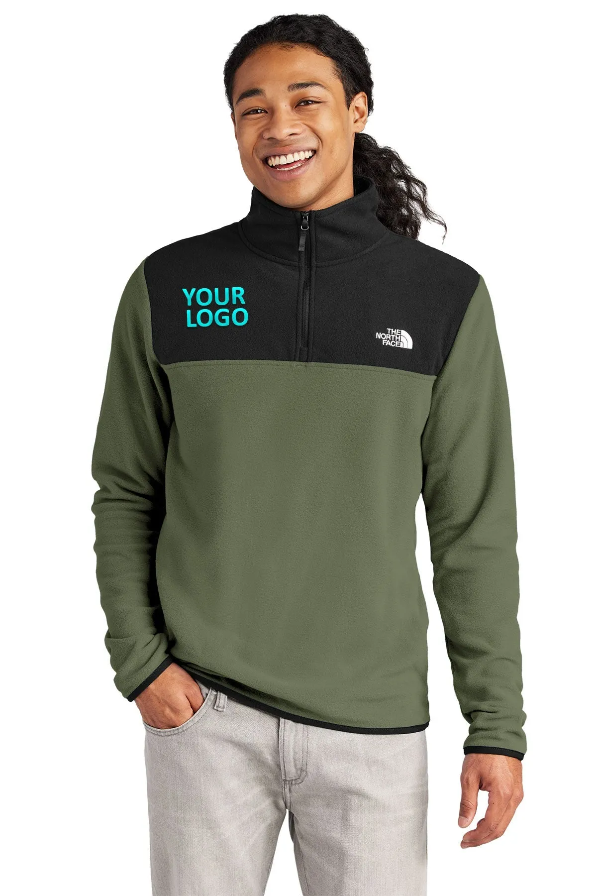 The North Face Glacier Custom Fleece 1/4 Zips, New Taupe Green