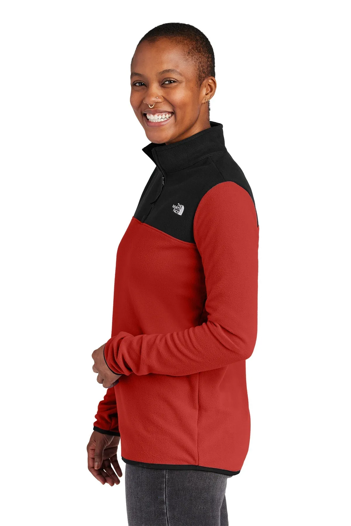 The North Face Ladies Glacier 1/4-Zip Fleece, Rage Red / TNF Black