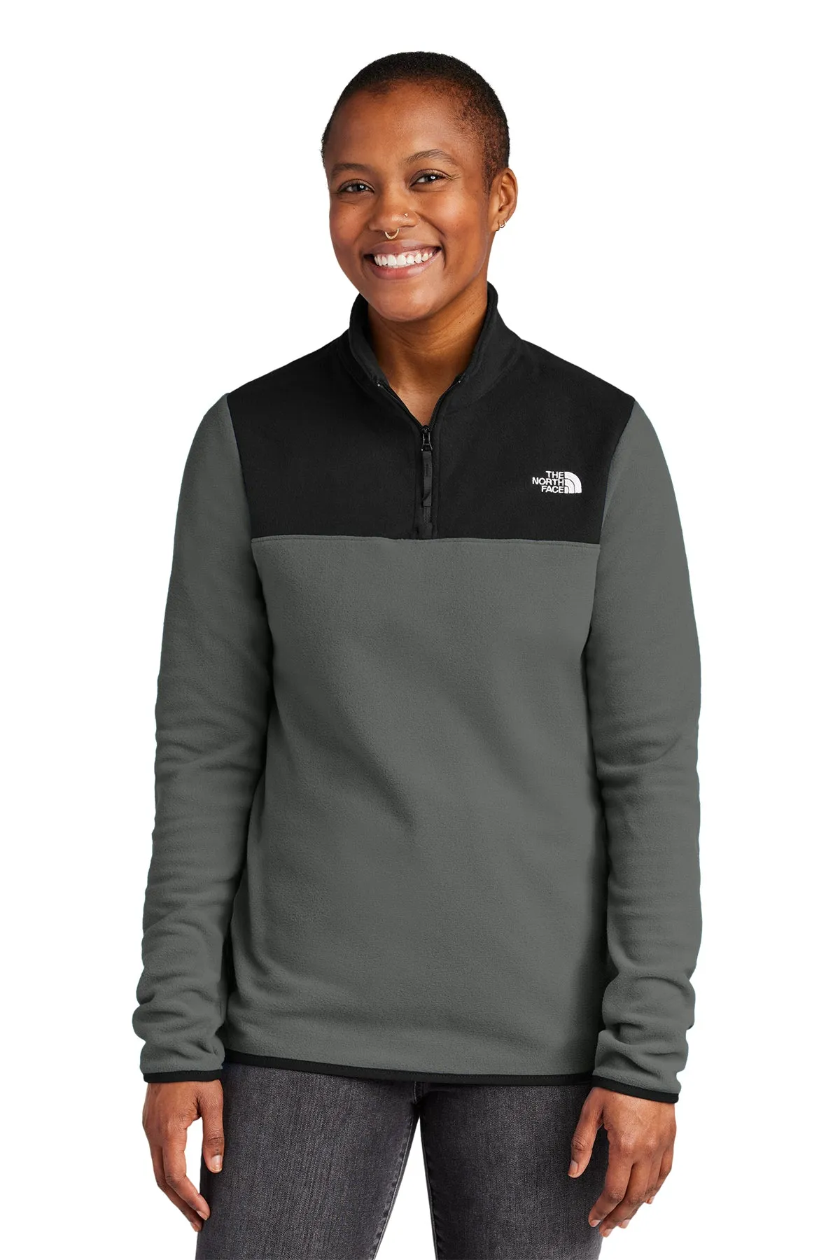 The North Face Ladies Glacier Custom Fleece 1/4 Zips, Asphalt Grey