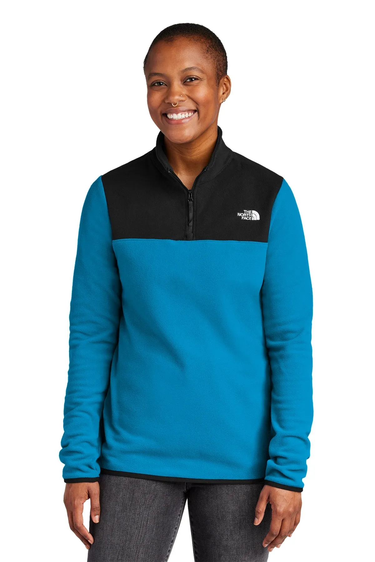 The North Face Ladies Glacier Custom Fleece 1/4 Zips, Hero Blue