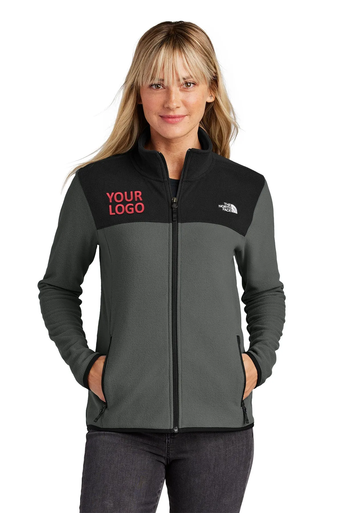 The North Face Ladies Glacier Custom Fleece Jackets, Asphalt Grey