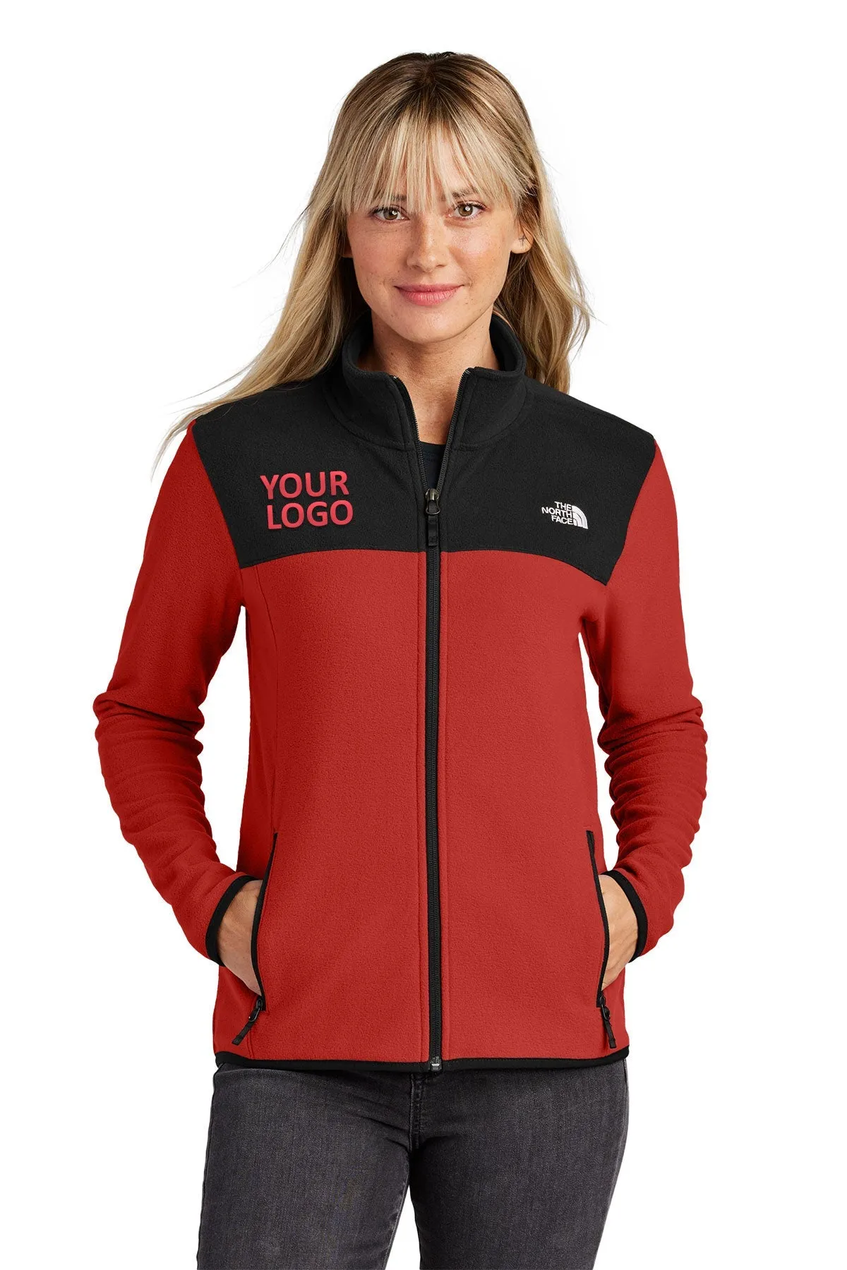 The North Face Ladies Glacier Custom Fleece Jackets, Rage Red