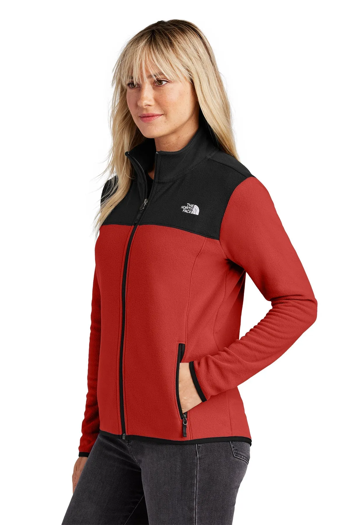 The North Face Ladies Glacier Full-Zip Fleece Jacket, Rage Red / TNF Black