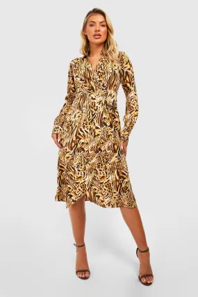 The Printed Midi Wrap Dress