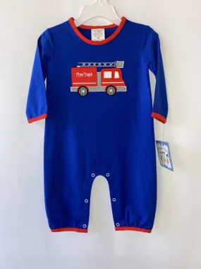 Three Sisters Knit Applique Romper - Firetruck