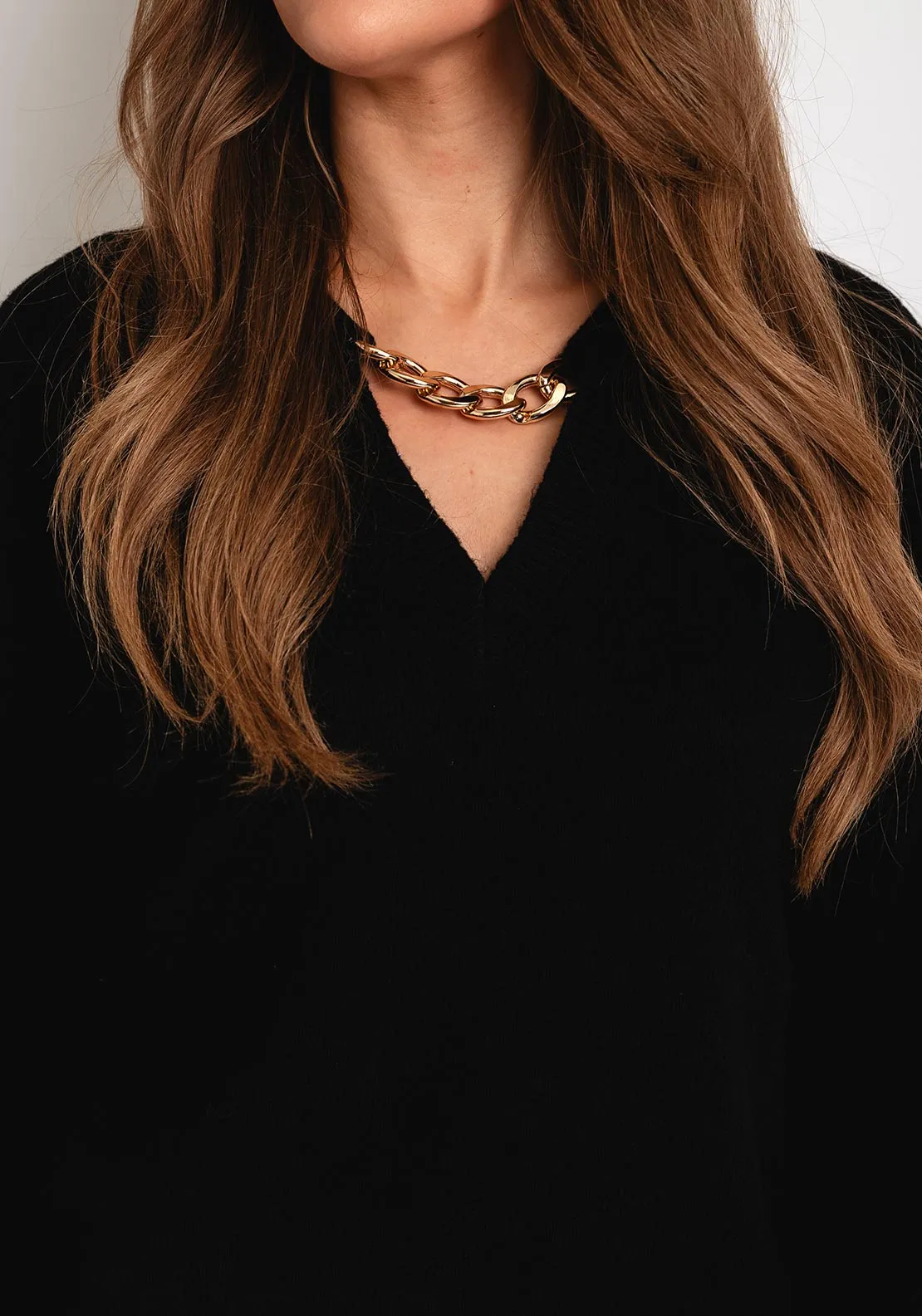 Tiffosi Tiamat Gold Chain Neckline Sweater, Black