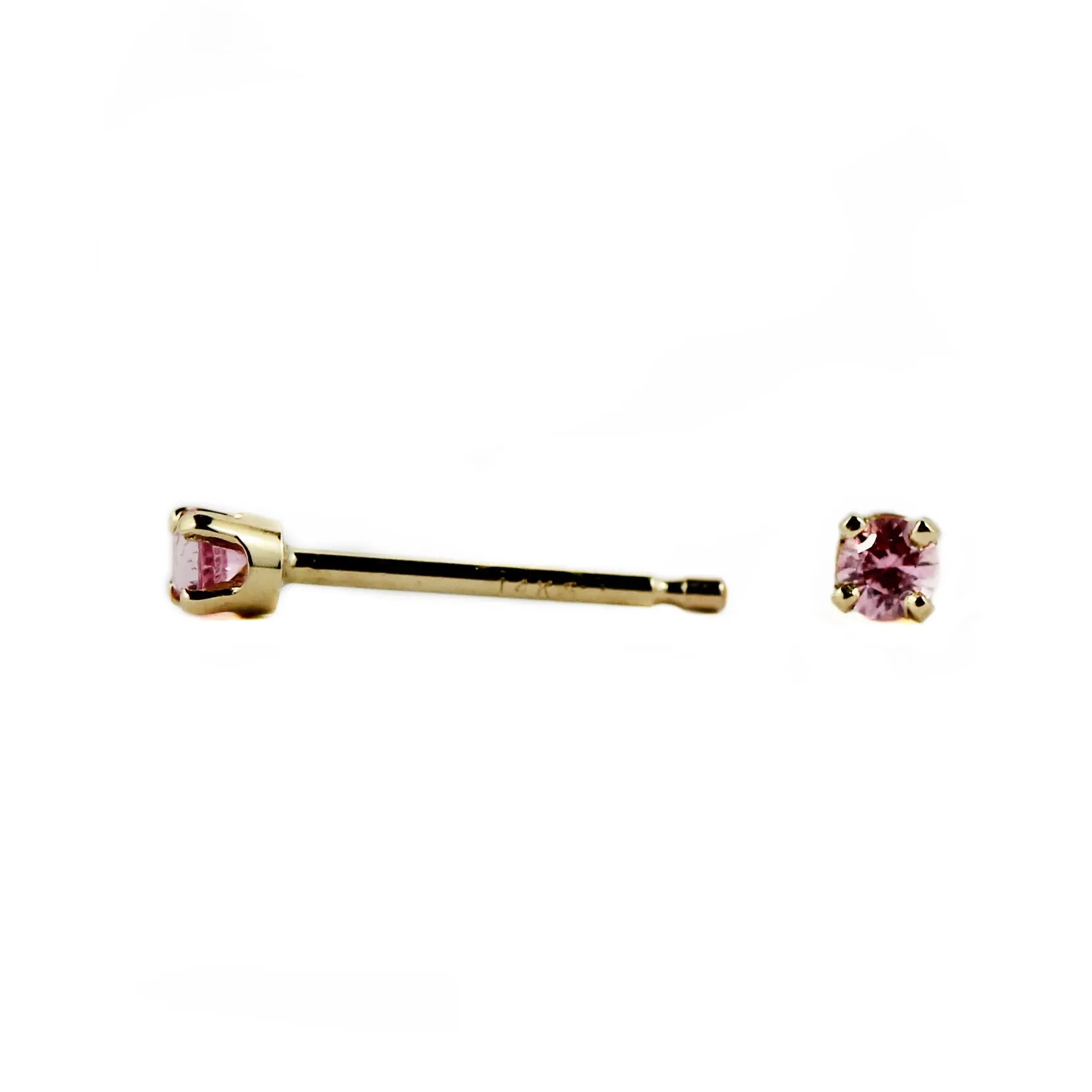 Tiny Pink Sapphire Yellow Gold Single Stud - Sarah Gardner