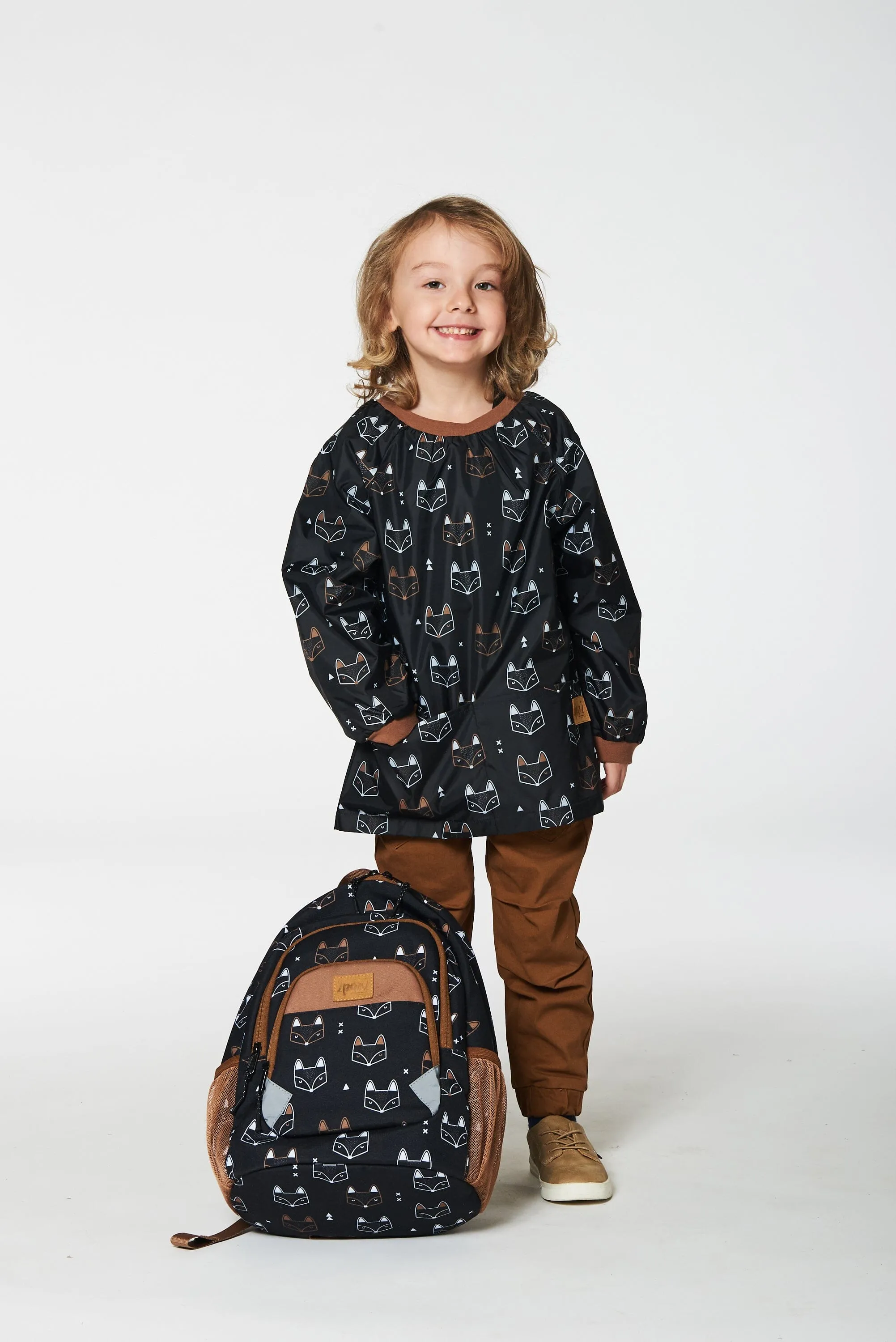 Toddler Backpack Black Printed Fox