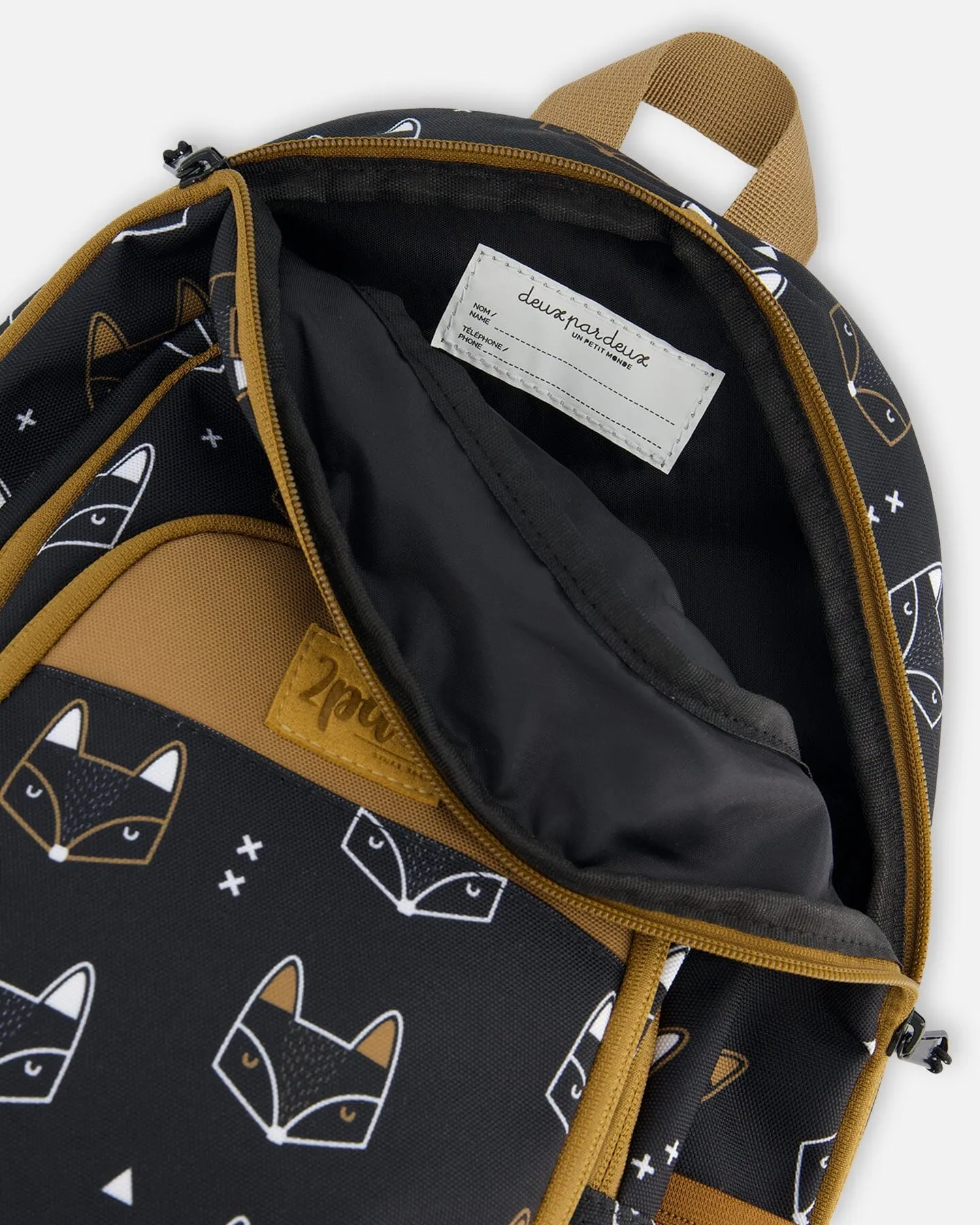 Toddler Backpack Black Printed Fox