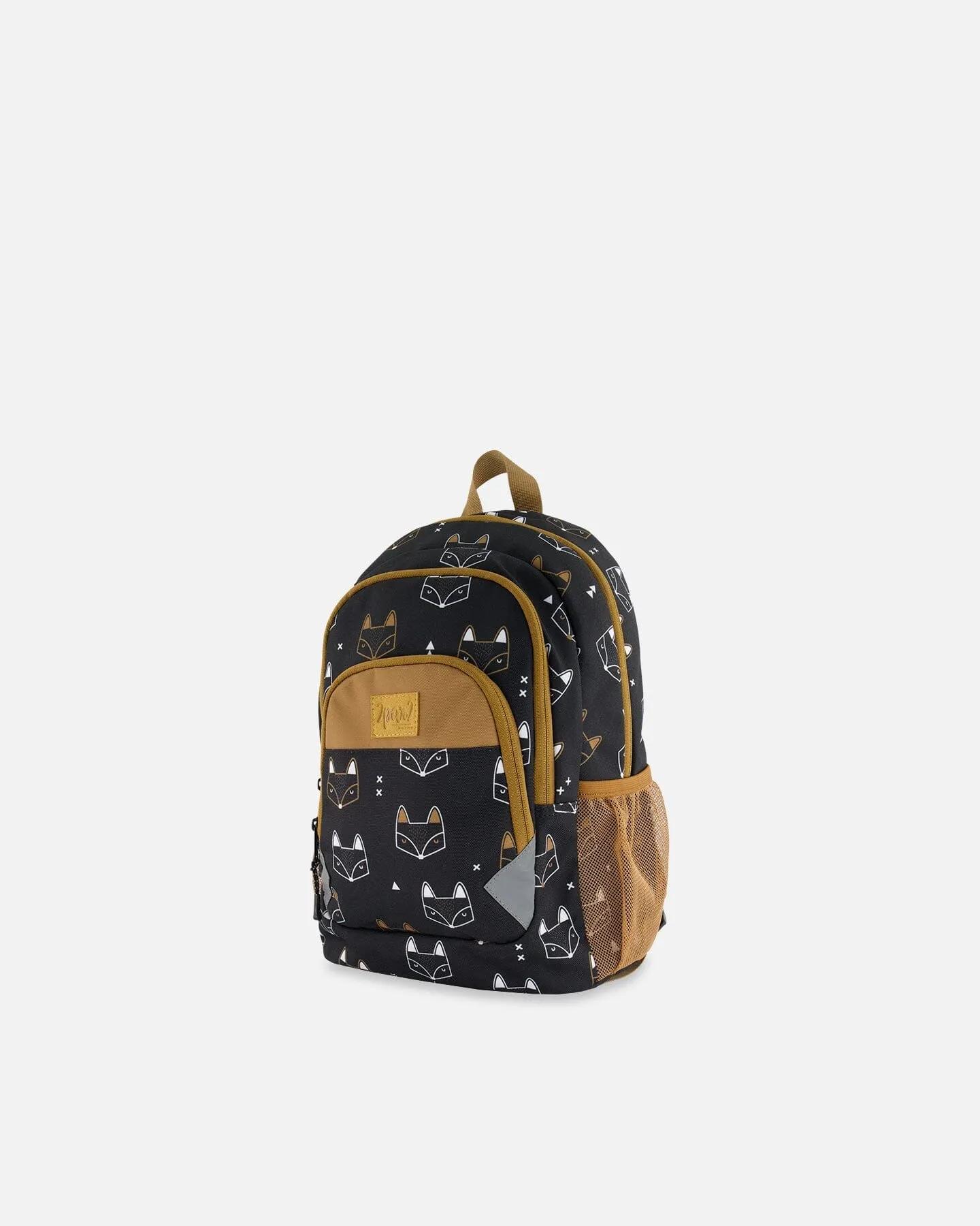 Toddler Backpack Black Printed Fox