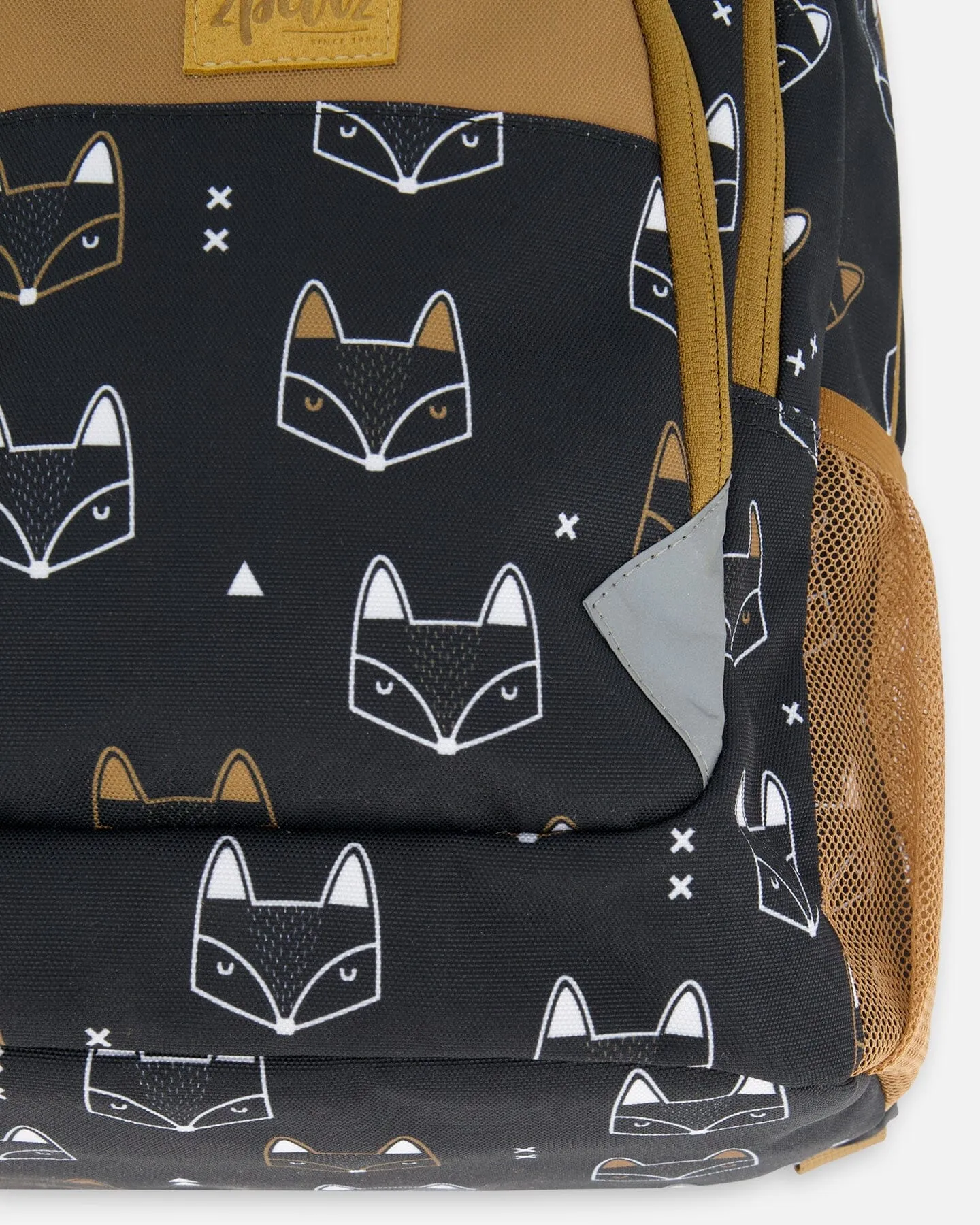 Toddler Backpack Black Printed Fox