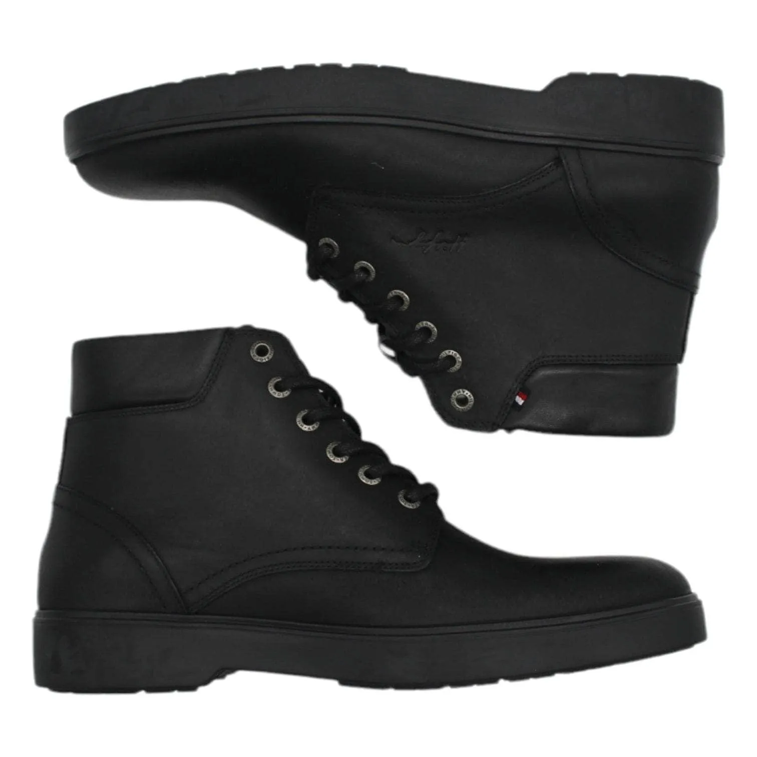 Tommy Hilfiger Black Leather Lace-up Ankle Boots